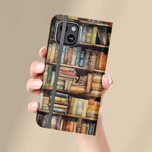 Estuche para teléfono con tapa de libro de acuarela antiguo