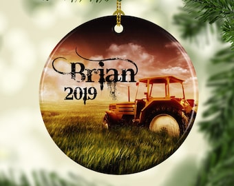 Tractor Christmas Ornament - Personalized