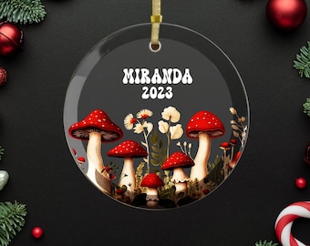 Mushroom Ornament for Christmas in Acrylic or Glass - Custom Ornament