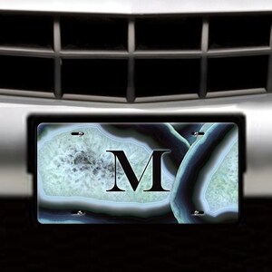 Black Agate License Plate, Geode License Plate Frame Custom, Car Coasters, Seat Belt Cover, Personalized Front License Plate