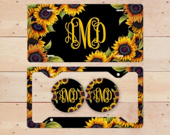 Sunflower License Plate Frame Monogrammed License Plate Etsy