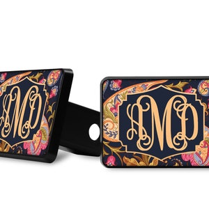 Paisley Trailer Hitch Cover in Navy Gold