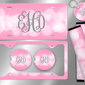 Sparkle Pink License Plate, License Plate Frame Custom, Car Coasters, Personalized Front License Plate