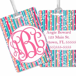 Custom Rainbow Vine Strip Luggage Tags | Custom Luggage Tag | Gift for Traveler | Gifts for Her | Monogram Luggage Tag