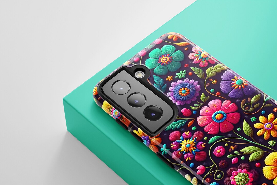 Rainbow Floral Bliss Embroidery Phone Case for Iphone, Samsung Galaxy