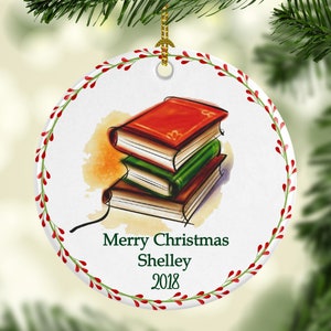 Christmas Book Ornament Custom Personalized with Name and Year image 1