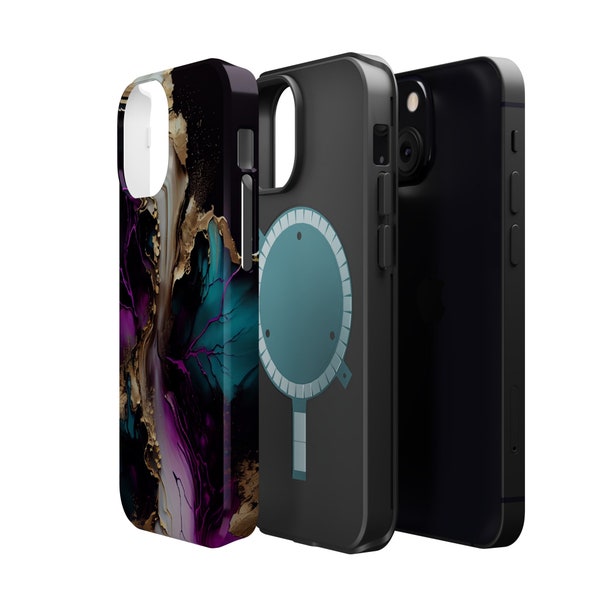 Ink Swirl iPhone MagSafe Case in Black, Turquoise, Purple, Gold - Luxury iPhone Case - Tough Case