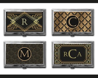 Art Deco Business Card Case | Metal Credit Card Case | Custom Business Card Case | Office Gift | Personalized Gift