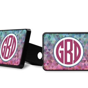 Ombre Geometric Trailer Hitch Cover in Pink & Turquoise