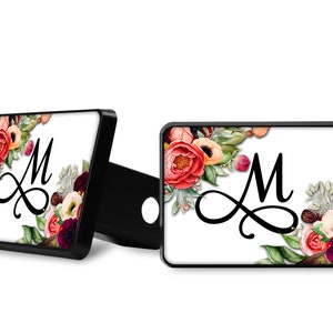 White Floral Trailer Hitch Cover