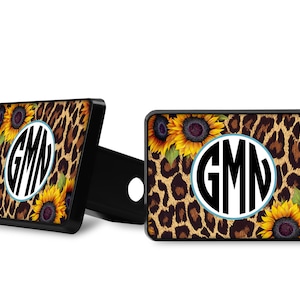 Sunflower Leopard  Hitch Cover with Teal