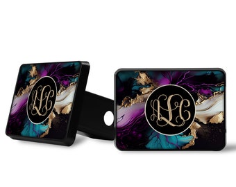 Glitter Ink Swirl Marble Trailer Hitch Cover