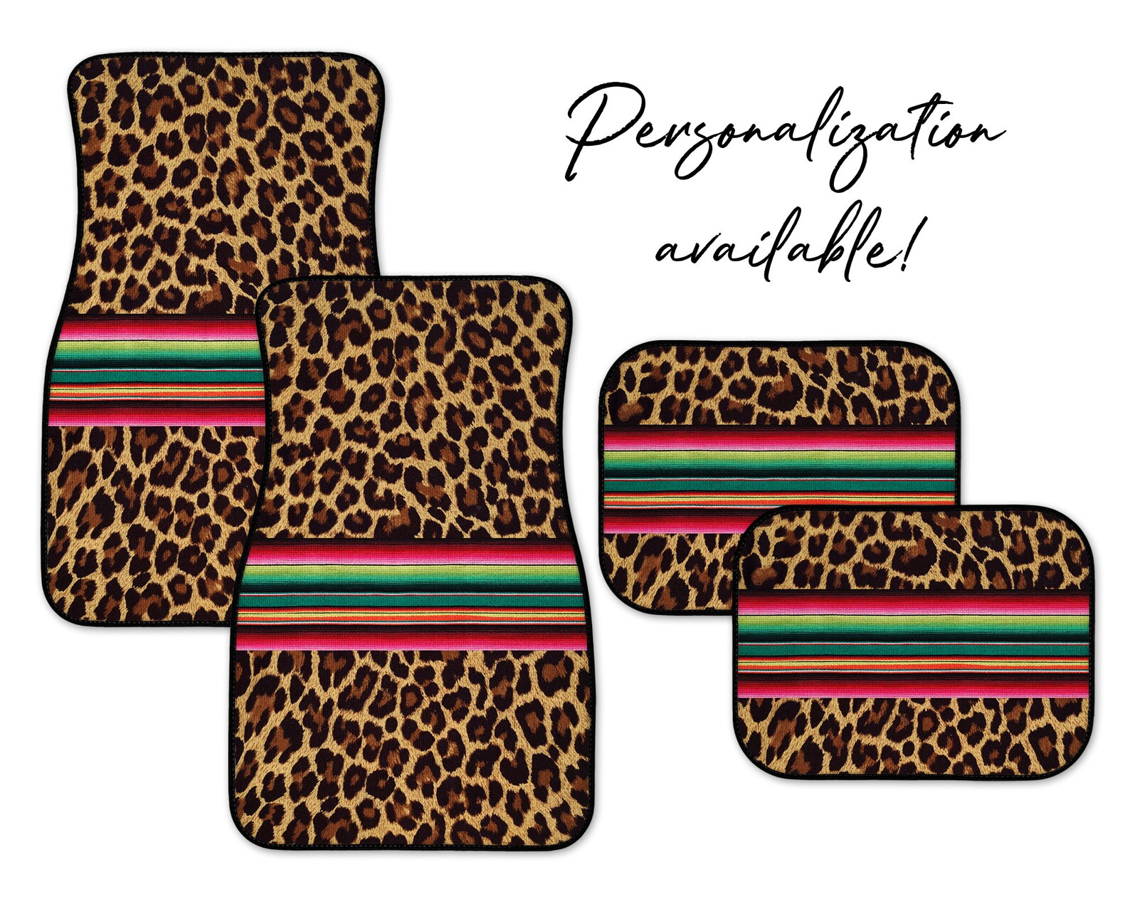 Serape Leopard Car Mats Personalization Available Etsy