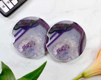 Purple Agate Car Coasters Sandstone