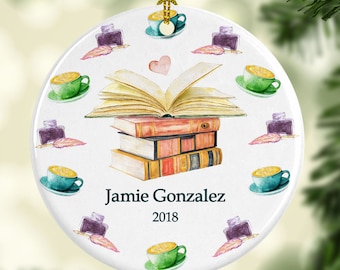 Book Ornament for Christmas - Personalized with Name and Year