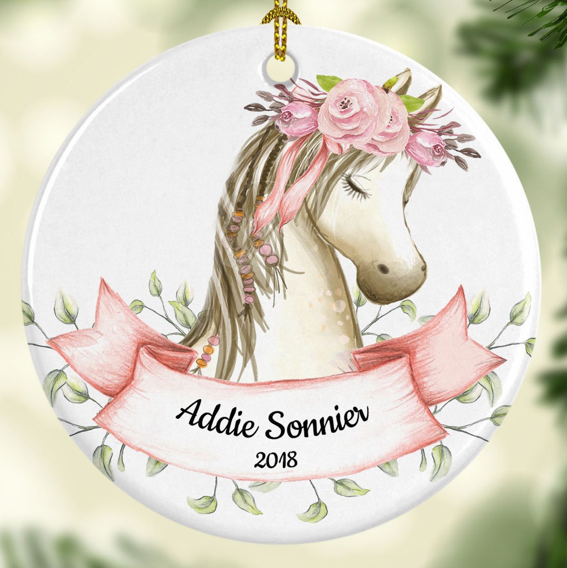 Christmas Horse Ornament Personalized