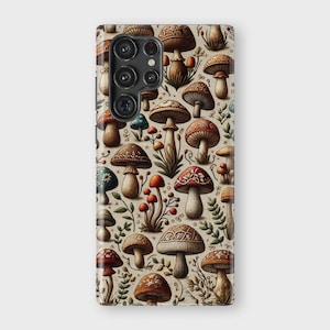 Embroidery Cottagecore Mushroom Phone Case for iPhone, Samsung Galaxy, Samsung Note & Pixel - iPhone 15, 15 Plus, 15 Pro, 15 Pro Max