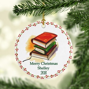 Christmas Book Ornament Custom Personalized with Name and Year image 2