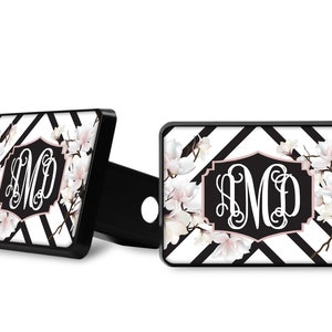 White Floral Chevron Hitch Cover