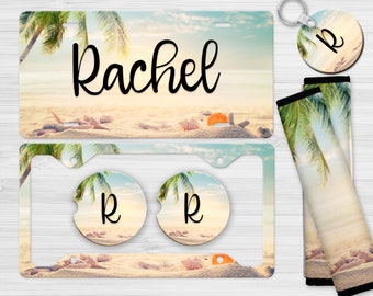 Beach License Plate, License Plate Frame Custom, Car Coasters, Personalized Front License Plate C102