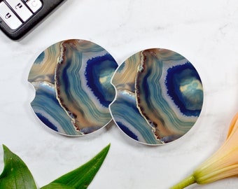 Blue Agate Car Coasters