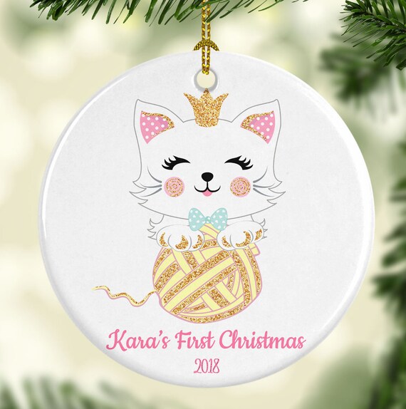 First Christmas Baby Ornament Personalized for Christmas Kitty
