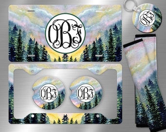 Green Mountain License Plate, License Plate Frame Custom, Car Coasters, Seat Belt Cover, Personalized Front License Plate