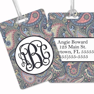 Custom Paisley Luggage Tag | Custom Luggage Tag | Gift for Traveler | Gifts for Her | Monogram Luggage Tag