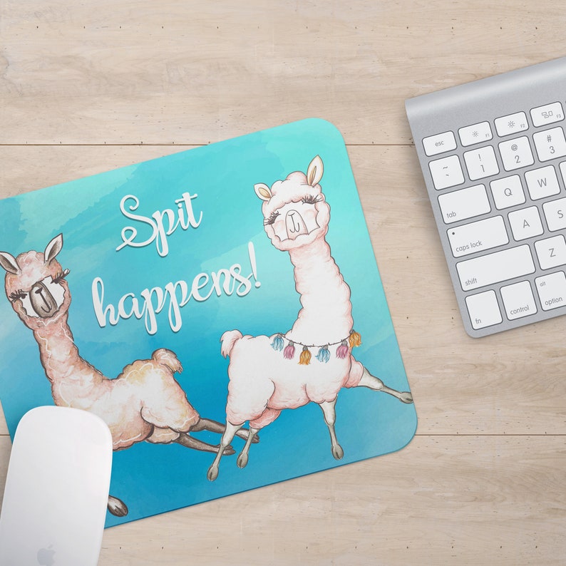Spit Happens Llama Mouse Pad Llama Lover Mousepad Llama Etsy