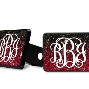 Faux Glitter Ombre Trailer Hitch Cover Red Black