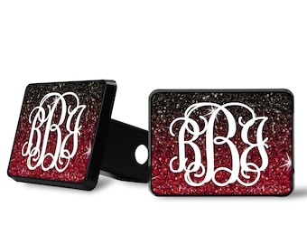 Faux Glitter Ombre Trailer Hitch Cover Red Black