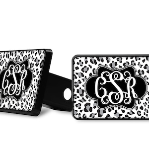 Black White Leopard  Hitch Cover