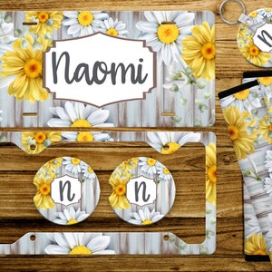 Daisy License Plate Customized, License Plate Frame Custom, Car Coasters, Personalized Front License Plate