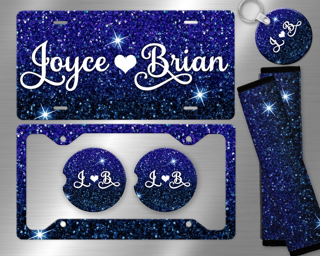 Blue Glitter Ombre License Plate , License Plate Frame Custom, Car