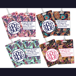 Custom Paisley Luggage Tag Blue Custom Luggage Tag Gift for Traveler Gifts for Her Monogram Luggage Tag image 5