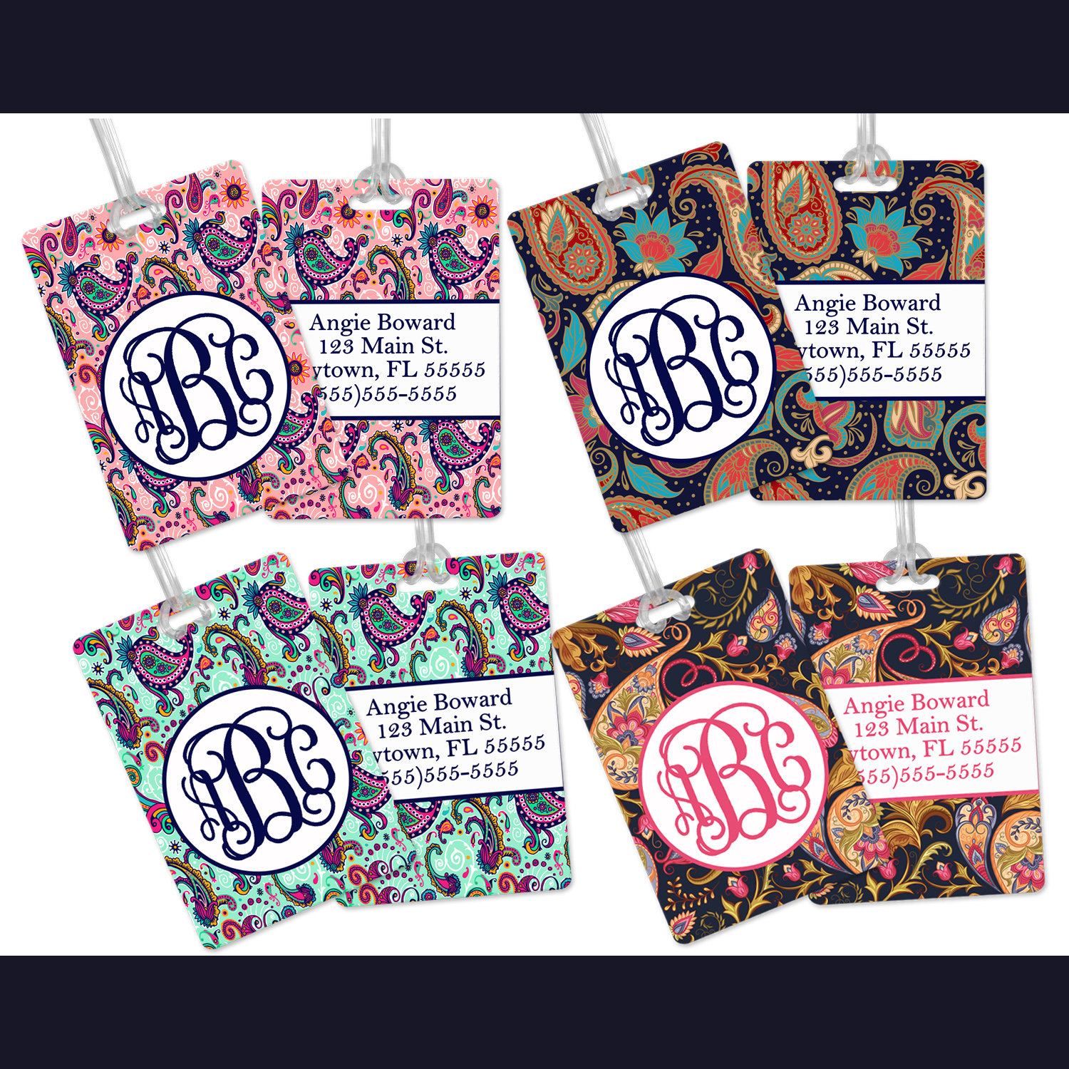 Custom Paisley Luggage Tag Orange & Green Custom Luggage Tag Etsy