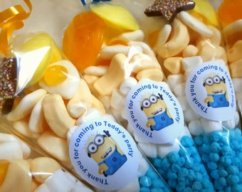 Pre filled Minions sweet cones - kids birthday party bags favours children's
