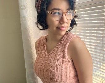 Knit Sleeveless Top Pattern: Easy V-Neck Design (PDF Pattern)