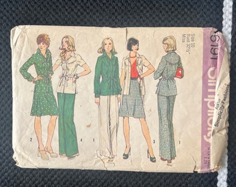 Simplicity 6191 Vintage Sewing Pattern 1970s pants, skirt, dress, jacket Bust 32 1/2 size 10