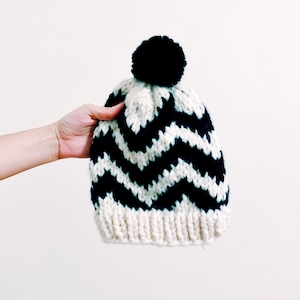 Chevron Street Hat Pattern instant digital download pdf Easy Knit Hat with bulky yarn image 1
