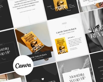 Plantillas negras para Bookstagram en Canva – Kit para redes sociales de Instagram - 76 diseños