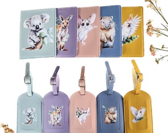 Passport cover & luggage tag set - Australian animal designs