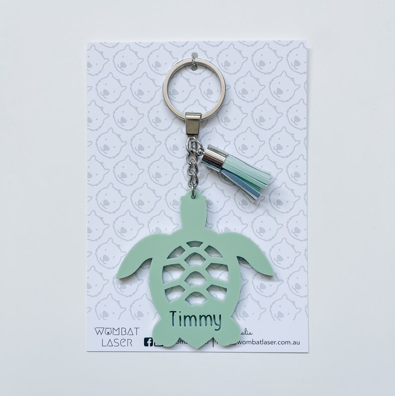 Personalised Turtle Bag Tag, Acrylic Keychain With Tassel - Etsy Australia