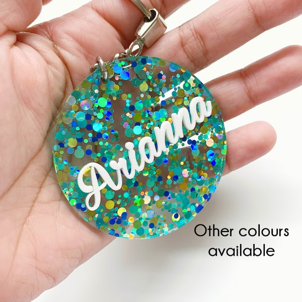 Personalised bling bag tag / keyring / bag charm / school bag tag