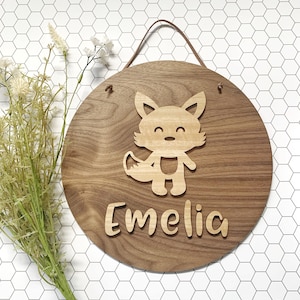Fox 3D name plaque - Fox wall hanging - wall decor - door sign