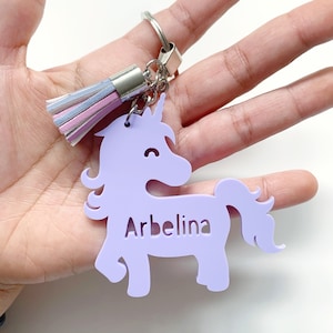 Personalised unicorn bag tag / keyring / bag charm / school bag tag