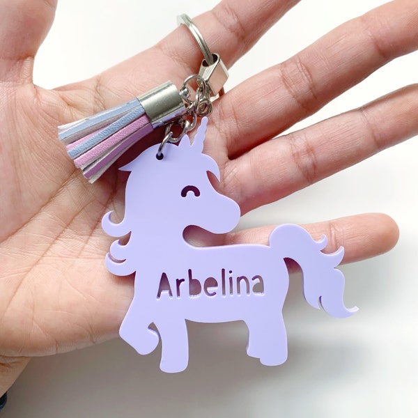 Personalised unicorn bag tag / keyring / bag charm / school bag tag