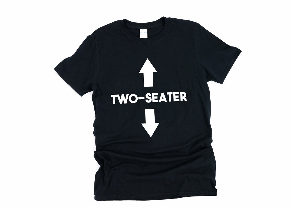 Funny Two-Seater T-Shirt - Black, 100% Cotton, Humorous Graphic Tee