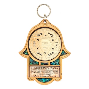 MATIEL Kabbalah Star of David Amulet Hamsa Hand Blessing for the Home helps in protection and success Decorated with Turquoise Gemstones