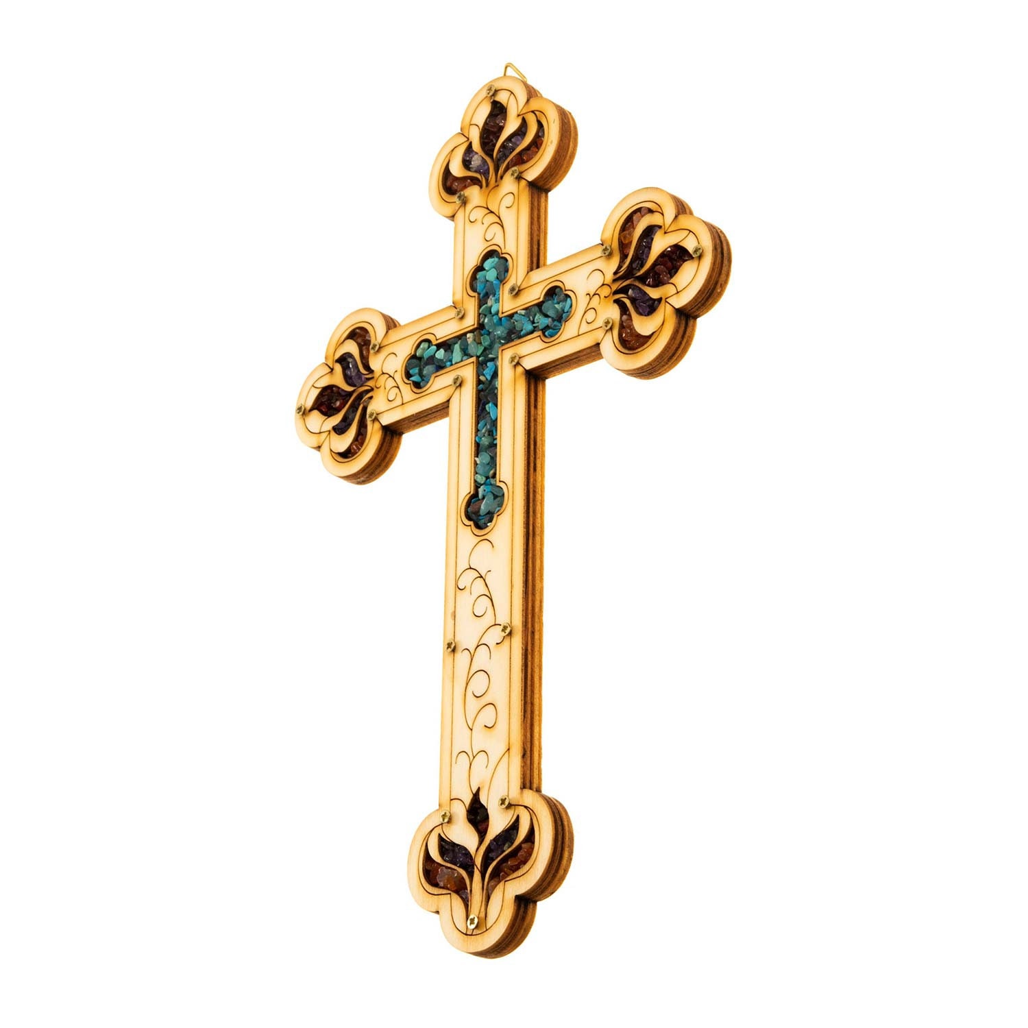 KOMI Croce Da Parete Per Battesimo, Smalto Blu Con Bambino In Preghiera, 8,4x5,3 Cm, Regalo Da Madrina